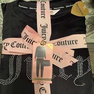 Juicy Couture Black Lounge Set with Pink Details